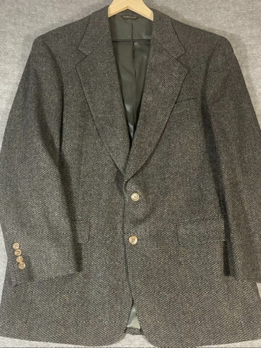 Austin Reed Blazer Brown Black Herringbone Tweed Sport Coat 41R USA Academia VTG